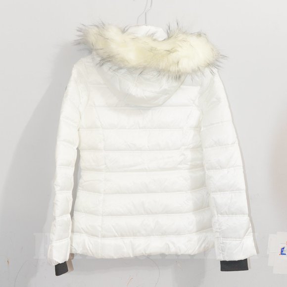 NWT Nautica Women's Zip Off Hood Faux Fur Trim Puffer Jacket WHITE - Picture 10 of 13